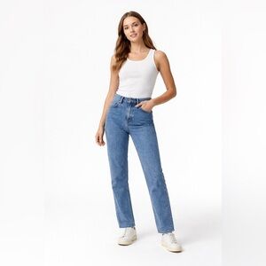 Everlane Relaxed Straight Jeans Mid Rise No Stretch Denim Size 26